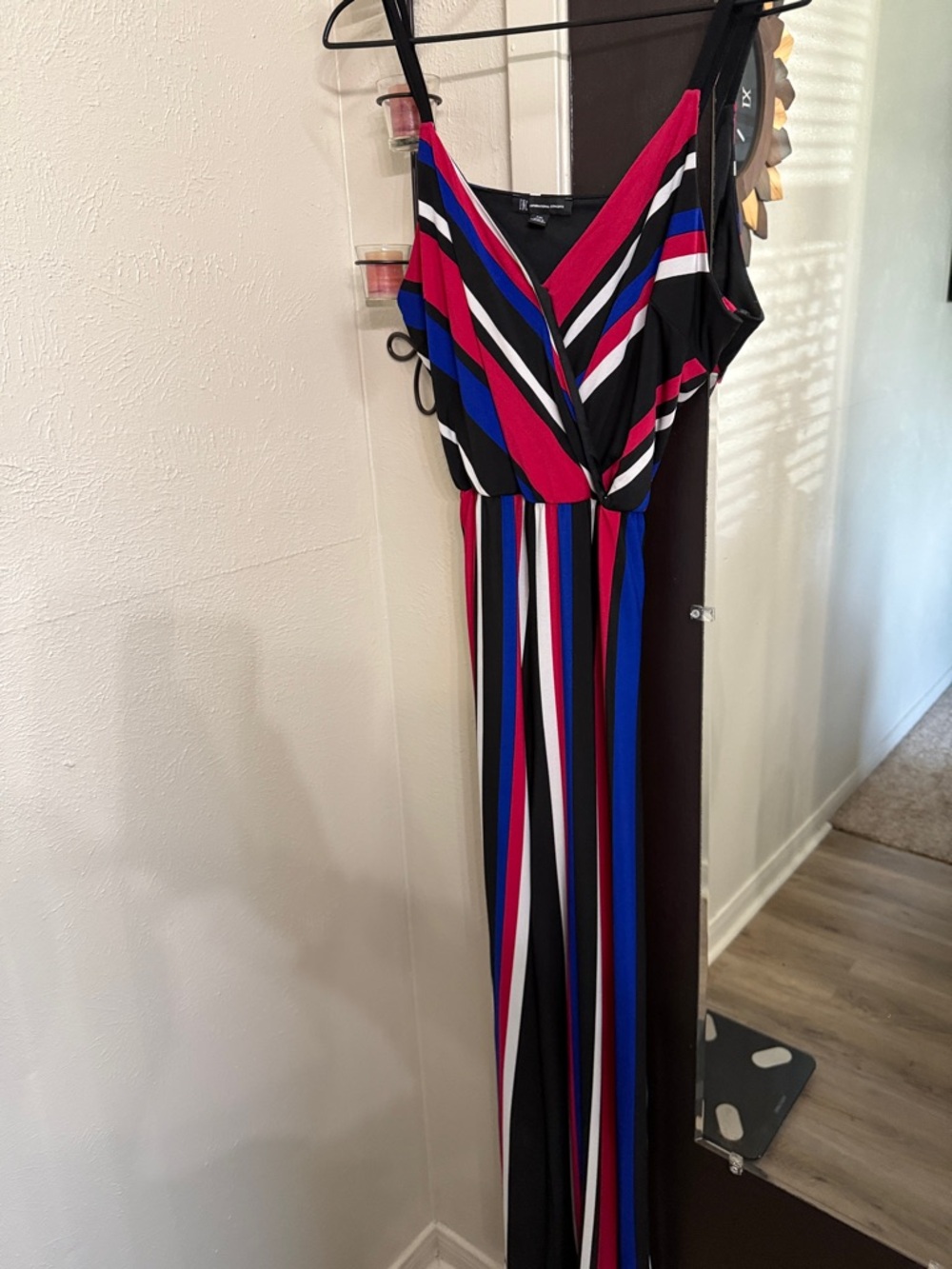 INC International Concepts Black, Fuchsia & Blue Striped Jumpsuit